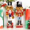 Christmas Nutcracker Figures, 14 Inch Wooden Nutcracker Bear Trumpeter Ornaments, Large Xmas Nutcracker Tabletop Festival Shelves Decorations